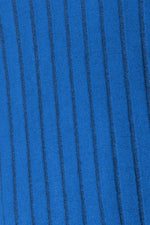 Close-up of blue fabric with vertical ribbed knit texture from Trendsi